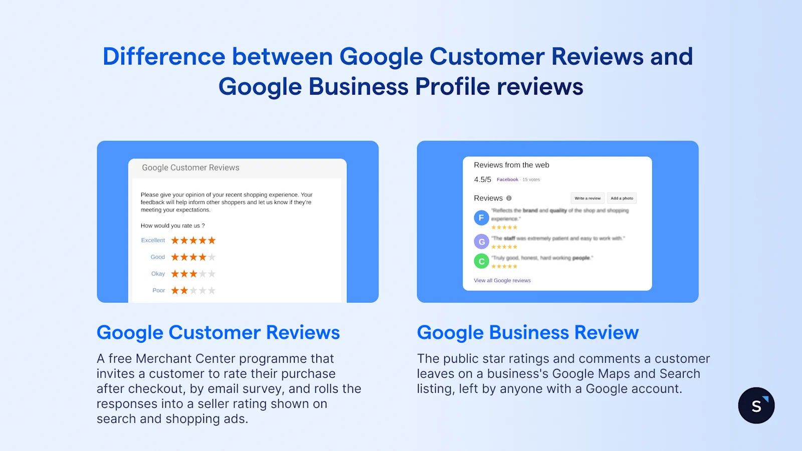 Difference between Google Customer Reviews and Google Business Review