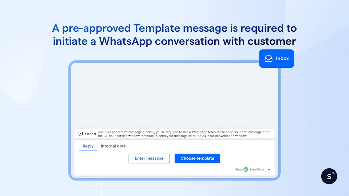 Screenshot of whatsapp free window ending and needing to use template message to initiate a conversation