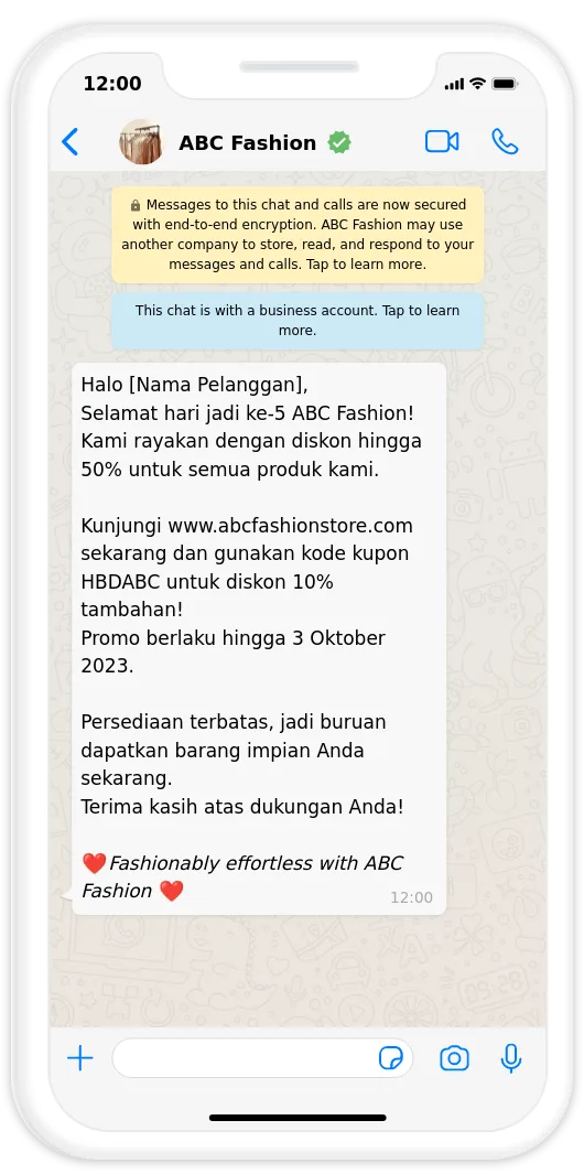 Contoh Pesan Bulk WhatsApp