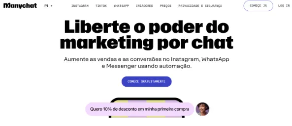 Manychat PT homepage