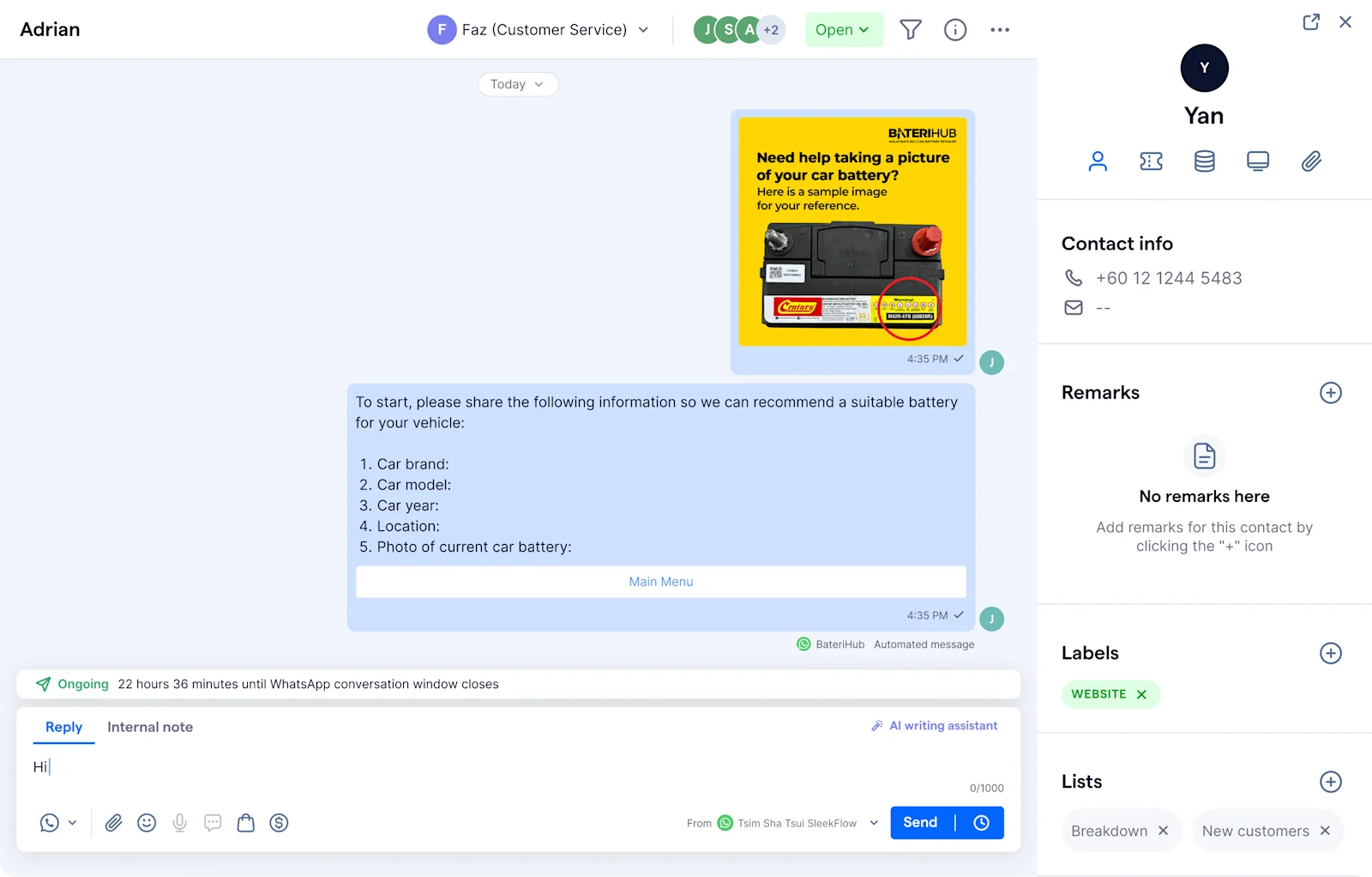 SleekFlow using SleekFlow AI to qualify leads