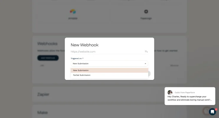 adding a new webhook, trigger options visible