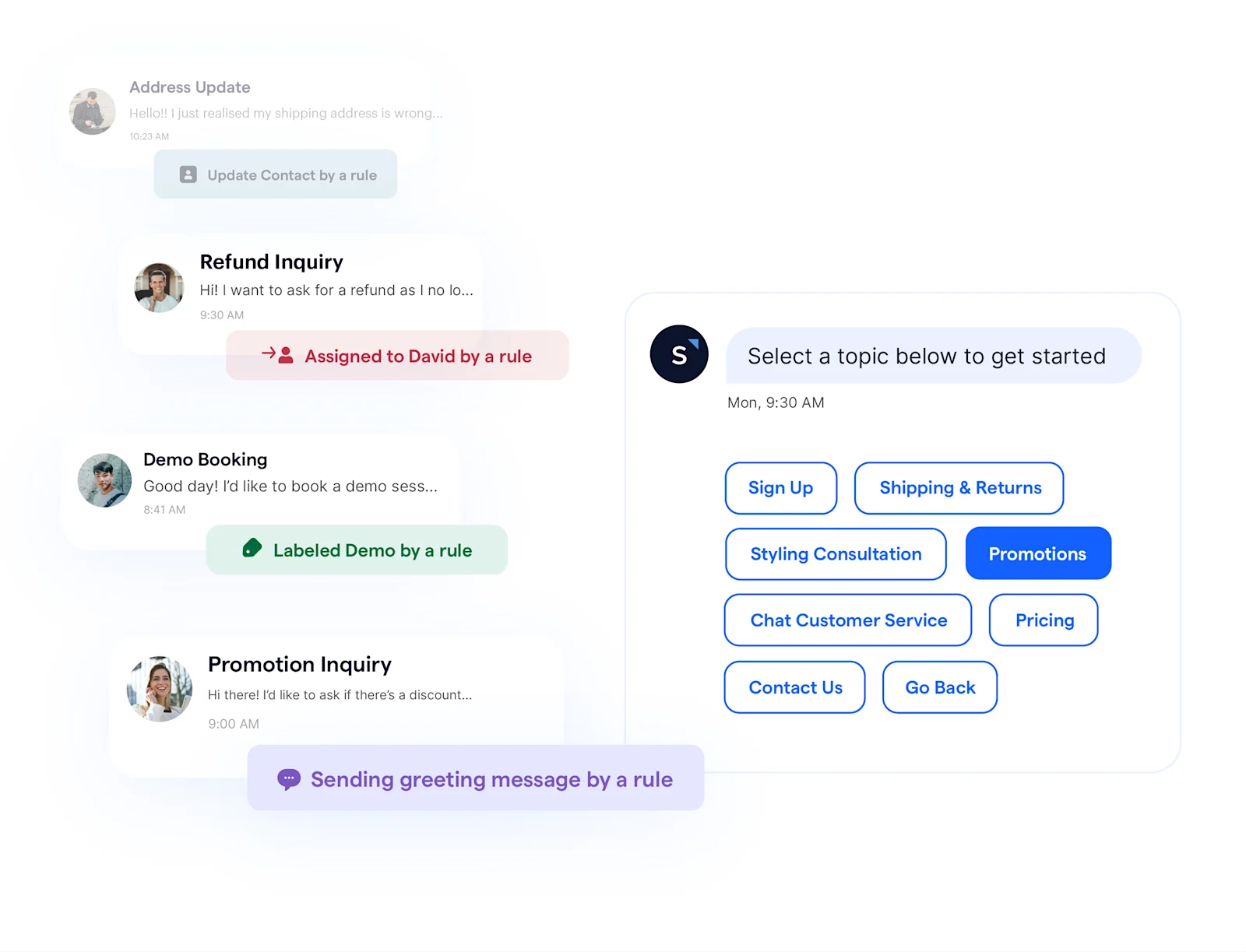 Fonctionnalité d'automatisation de la plateforme SleekFlow pour les messages marketing WhatsApp