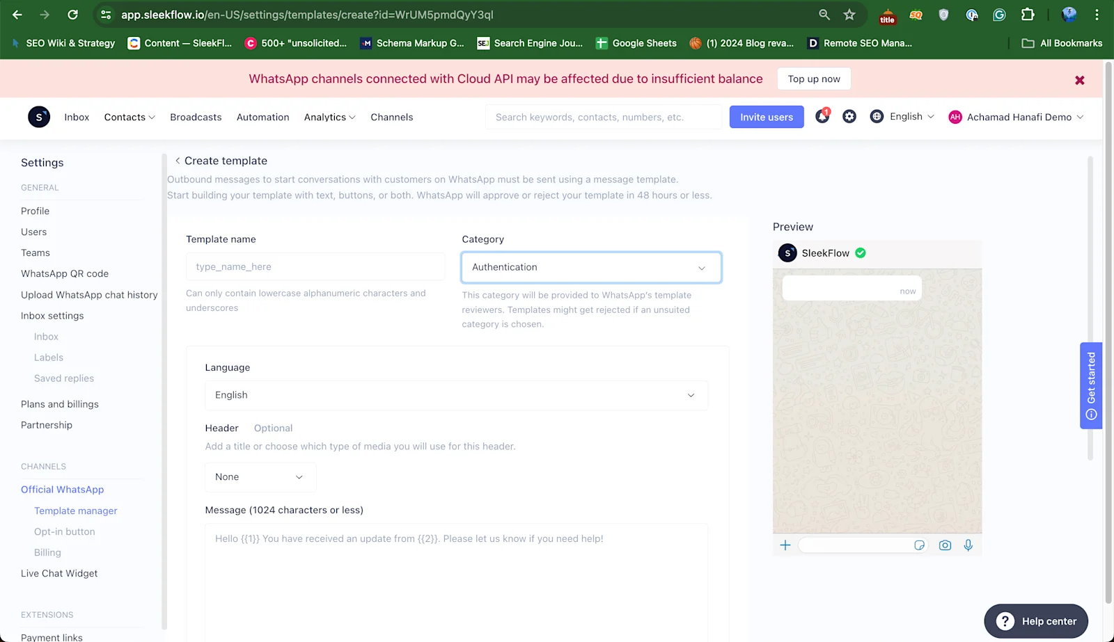 Langkah Ketiga WhatsApp OTP