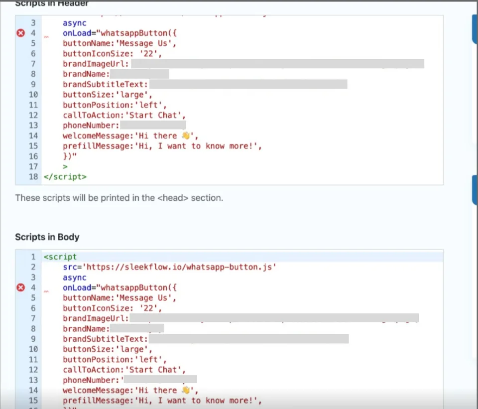  two scripts—one in the header and one in the body