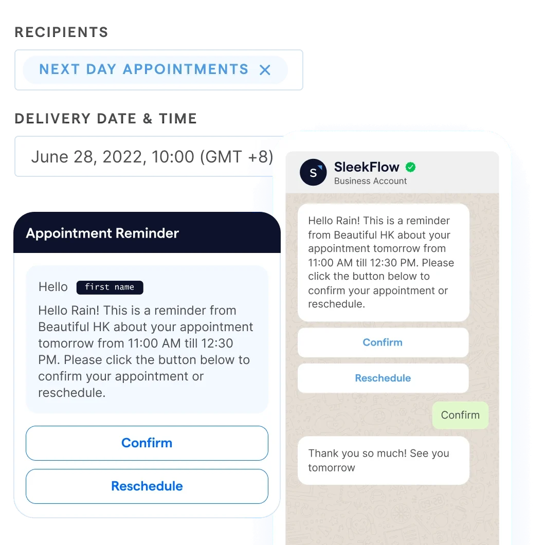 Mobile app interface displaying features for scheduling appointments efficiently and conveniently