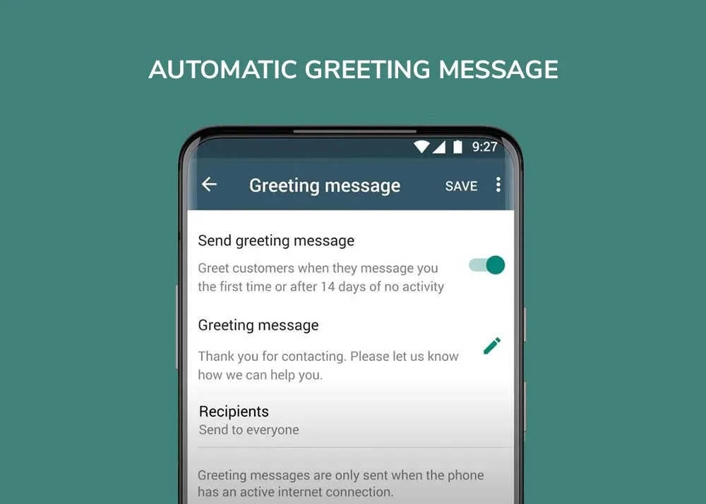 Whatapp automatic greeting message