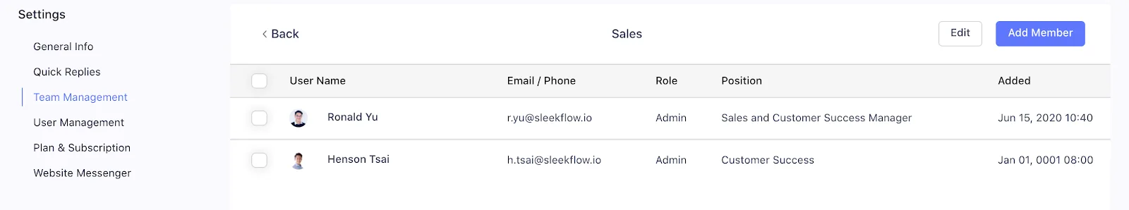 Adding SleekFlow members with different roles