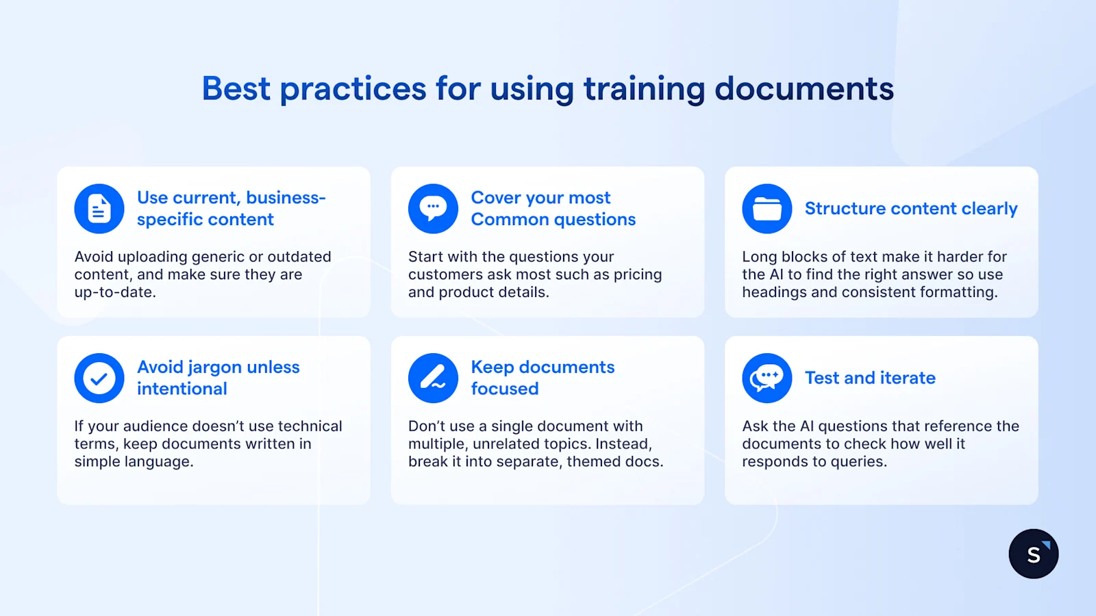 Best practices for using documents to train AI