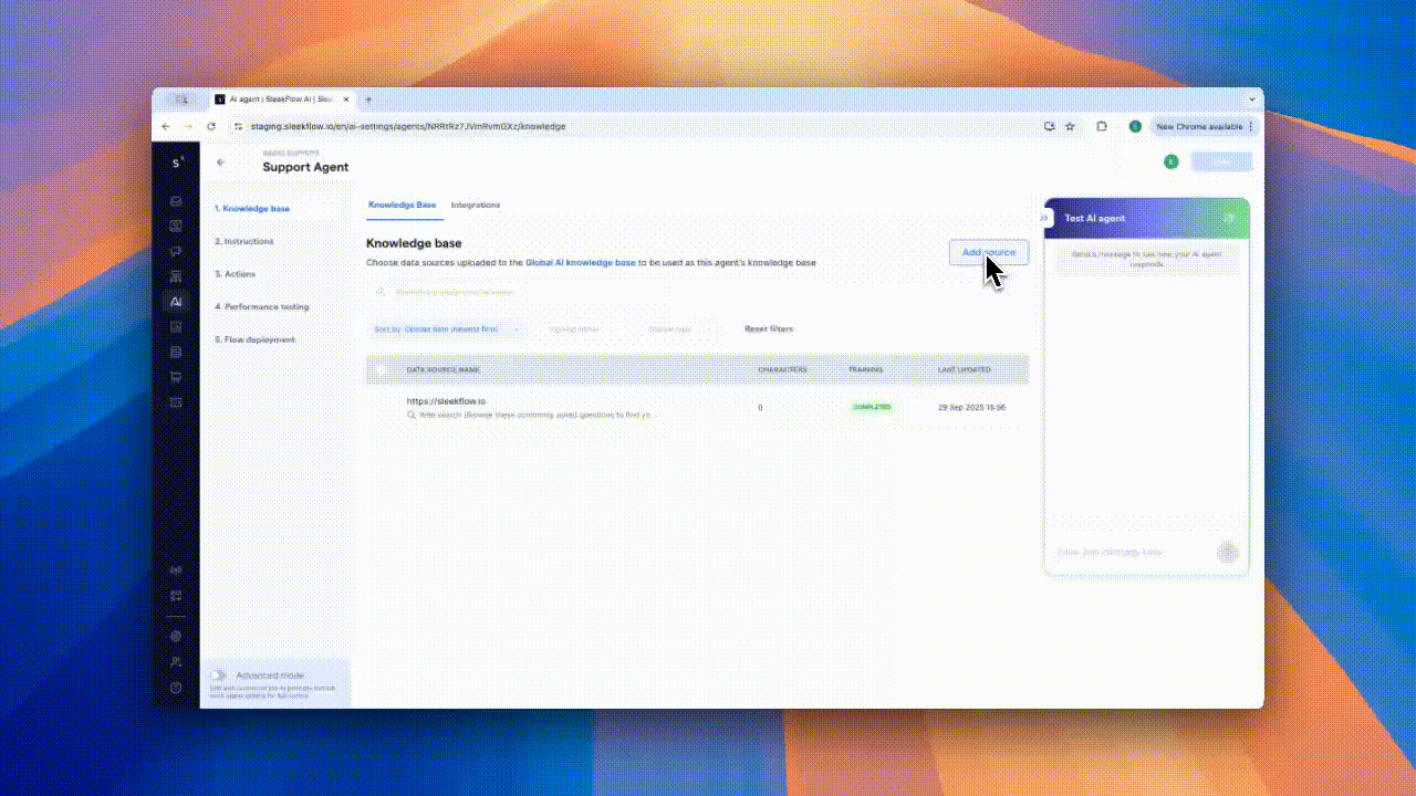 SleekFlow AI supports uploading various data types to its AI Knowledge Base