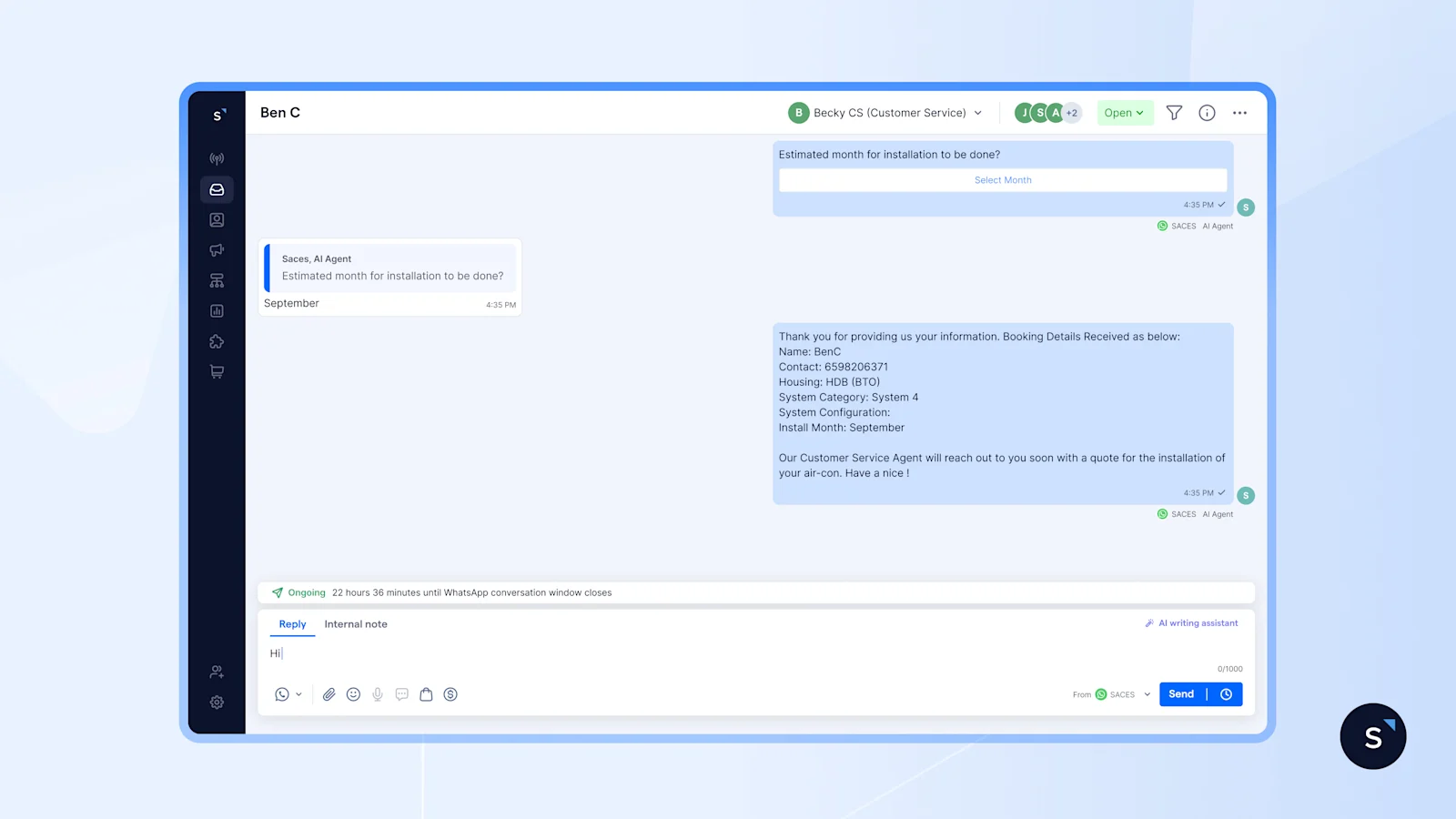 SACES using SleekFlow AI agent to qualify leads and respond 24:7