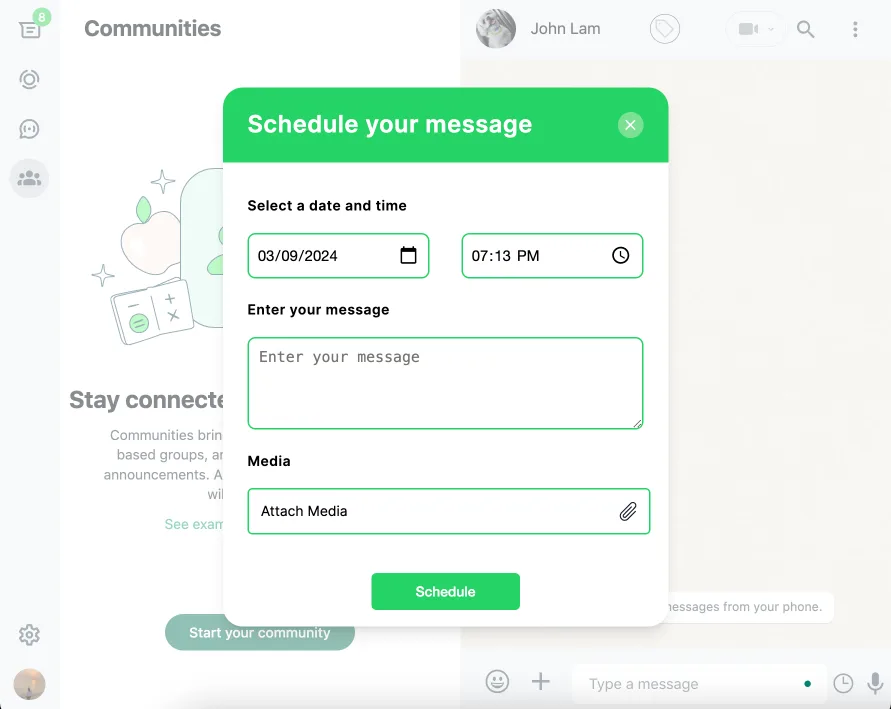 How to schedule WhatsApp message on WhatsApp web