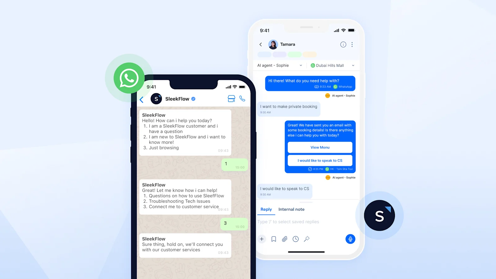 illustration of whatsapp chatbot from SleekFlow