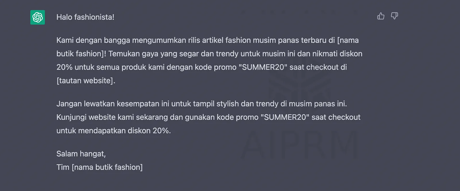 ChatGPT untuk broadcast marketing