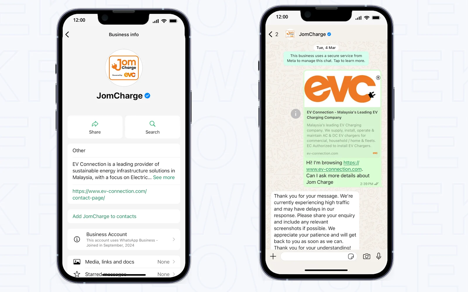 JomCharge's official WhatsApp Business API account
