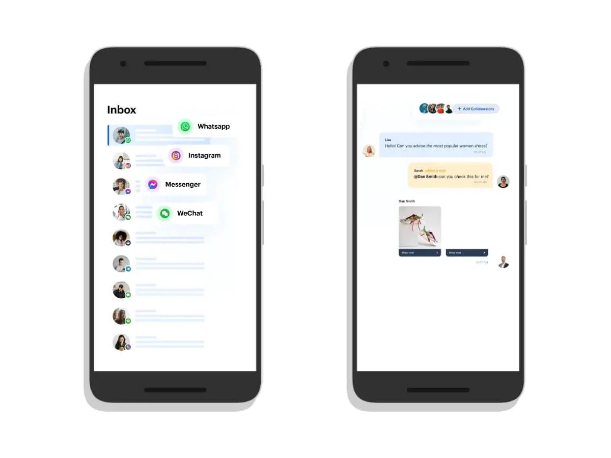 Celular aberto no chat omnichannel