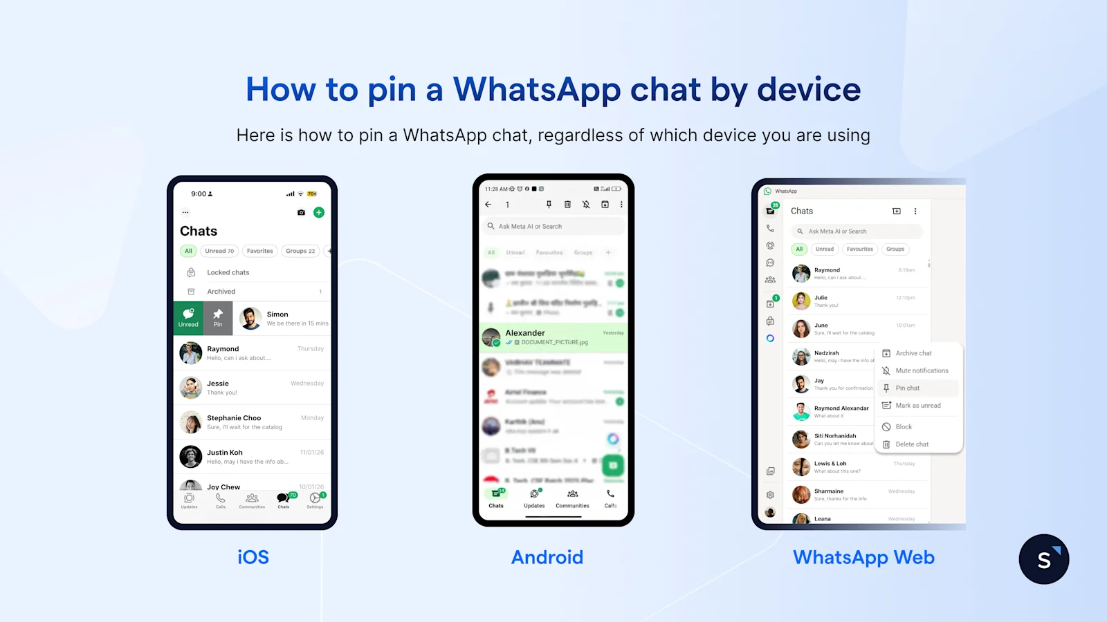 How to pin a whatsapp chat for every device