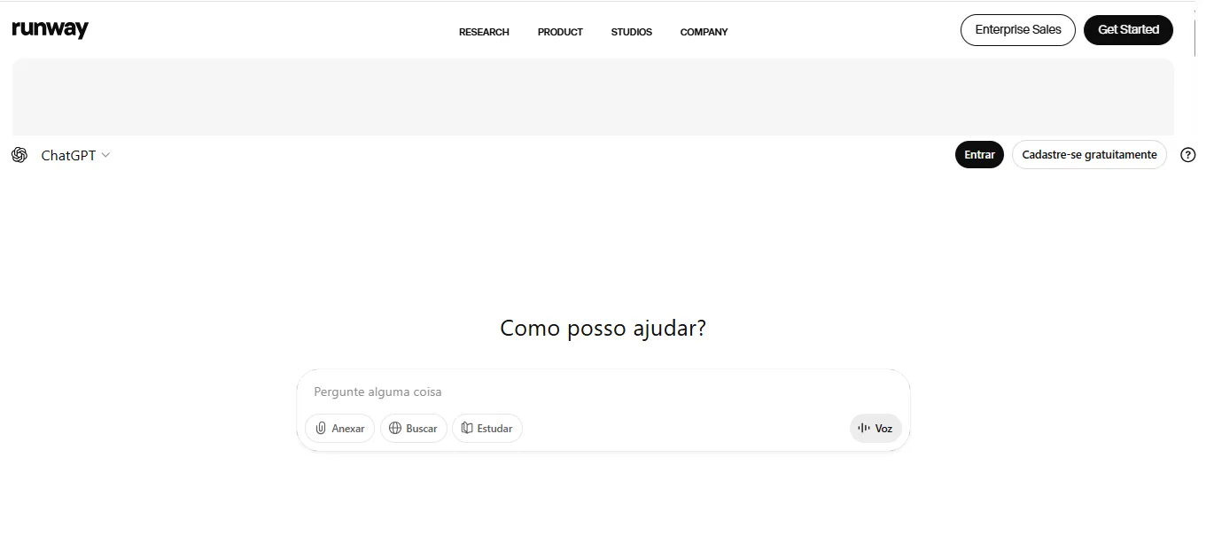 ChatGPT home page PT BR