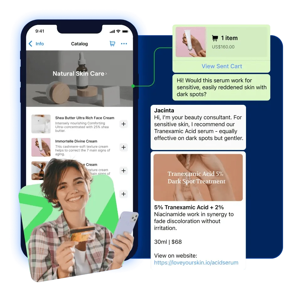AI-powered assistant automating product recommendations and customer chats for seamless shopping.