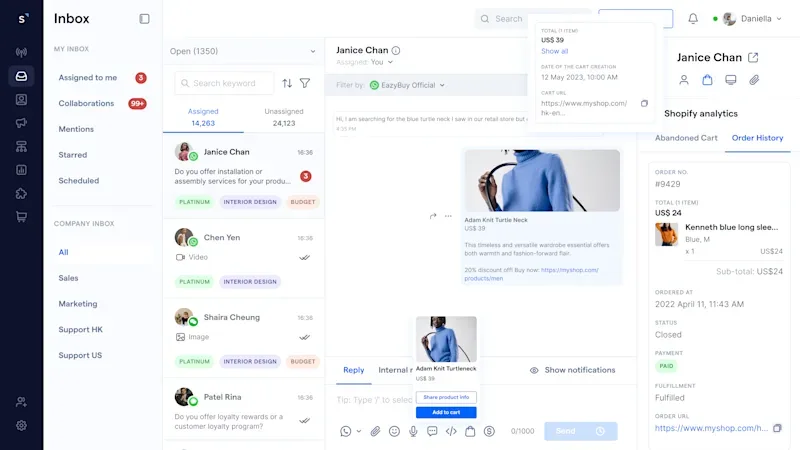 SleekFlow AI engine recommending products to customers