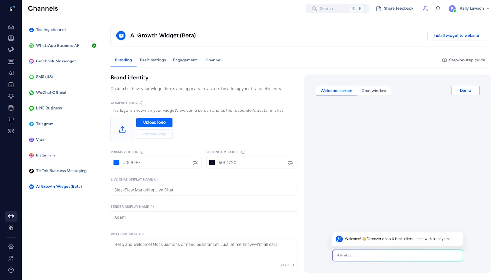 ai growth widget set up