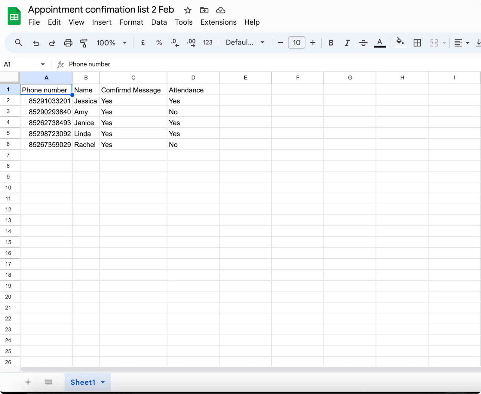 google sheets 1