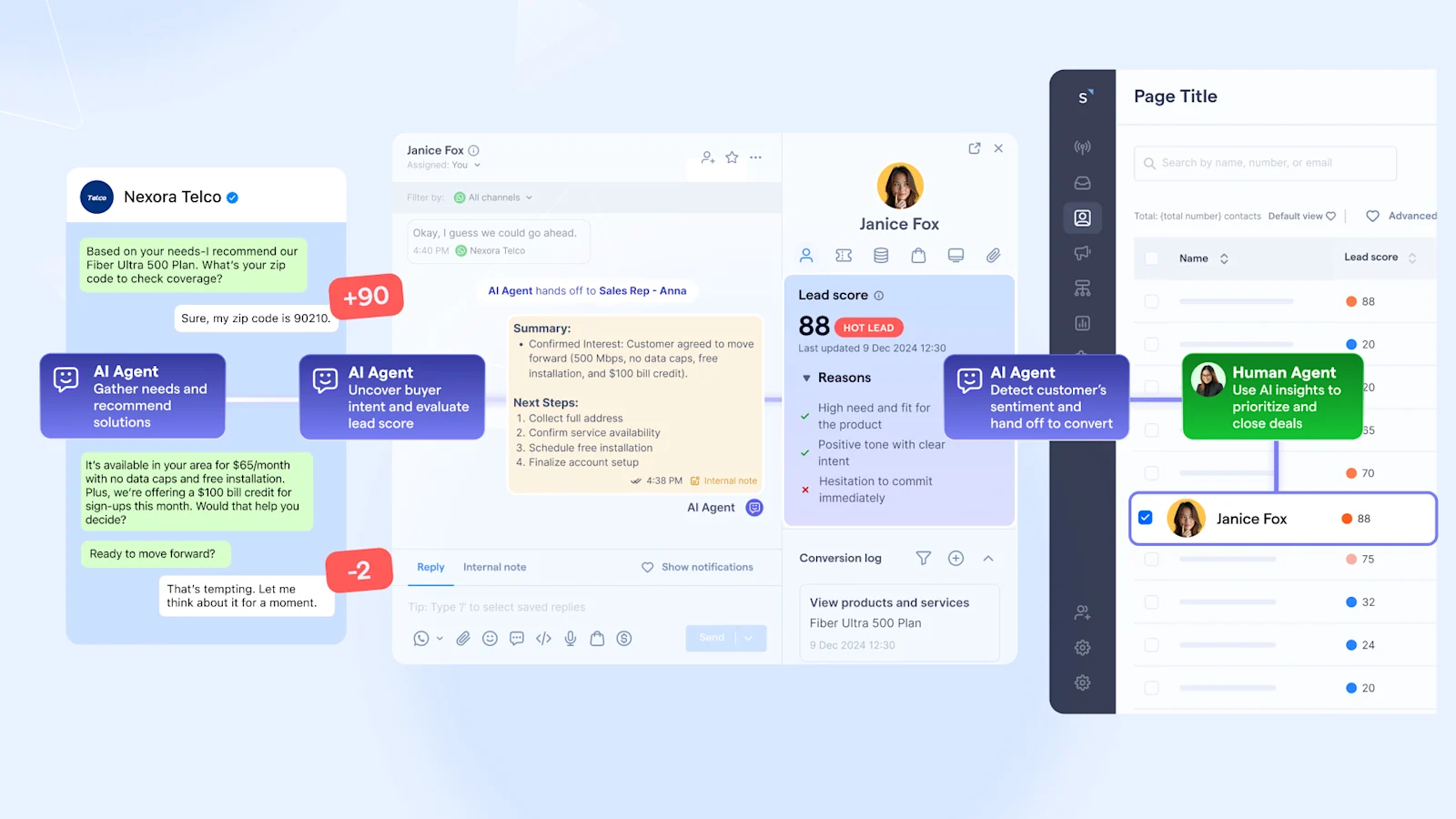Screenshot of SleekFlow AI agent automatically qualifying leads and handing them over to human agents