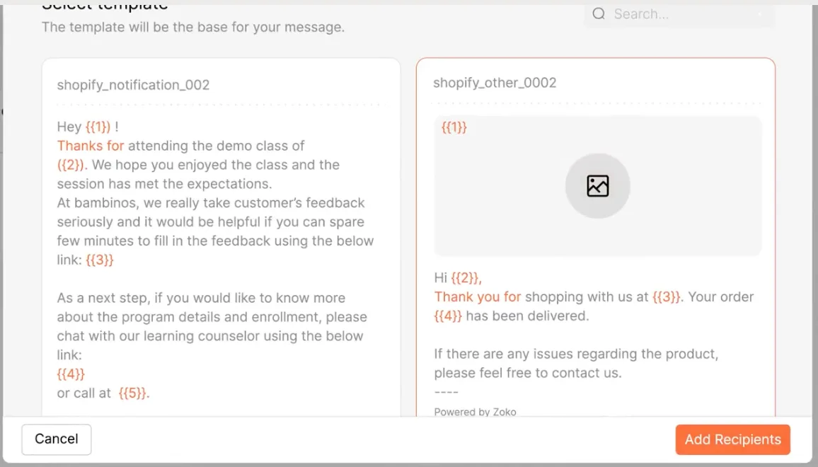 Zoko broadcast message