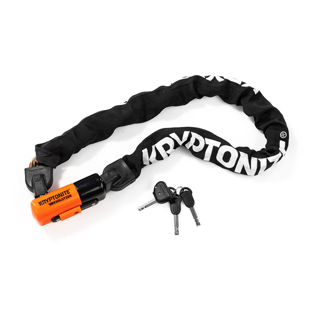 Kryptonite lock on white background with keys