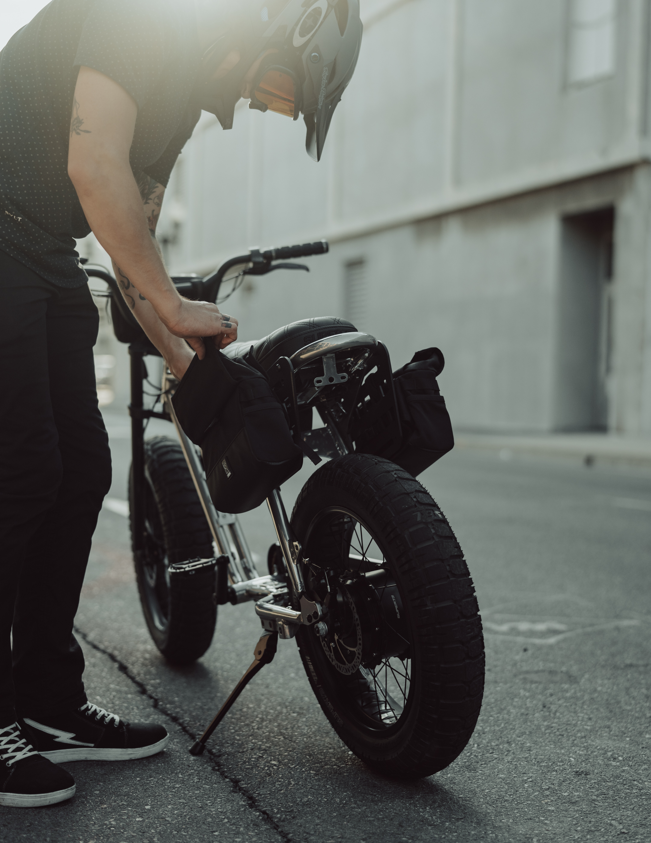 Lifestyle shot of Side Molle Panel Set for ZX/Z MIAMI with bags.