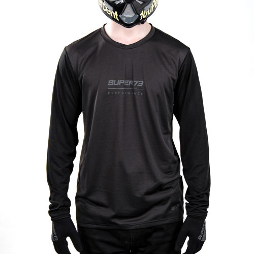 Front view of male model wearing 100% x Super73 Ridecamp Long Sleeve Jersey.