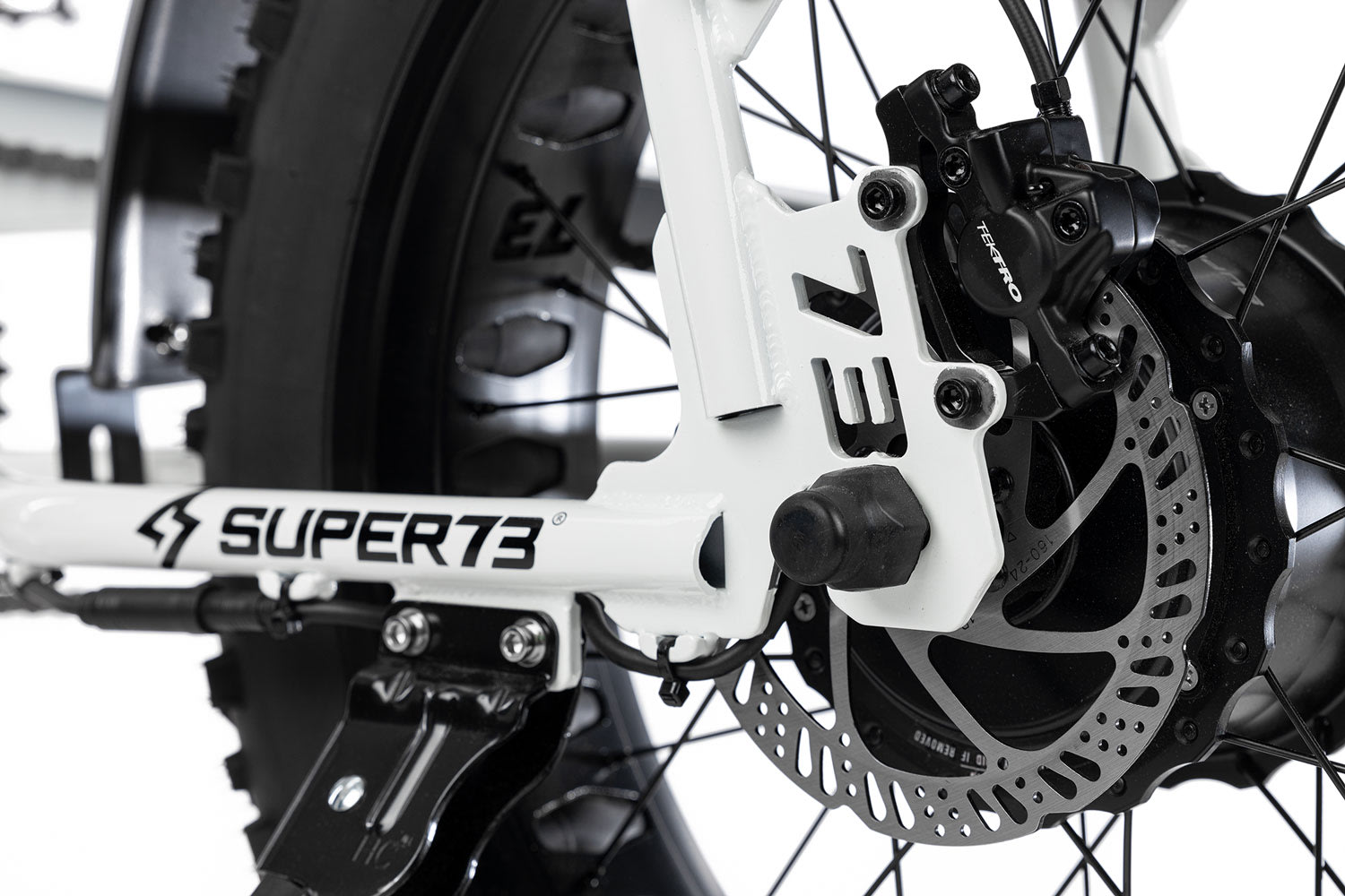 Closeup of the Super73-S1 in white rotor