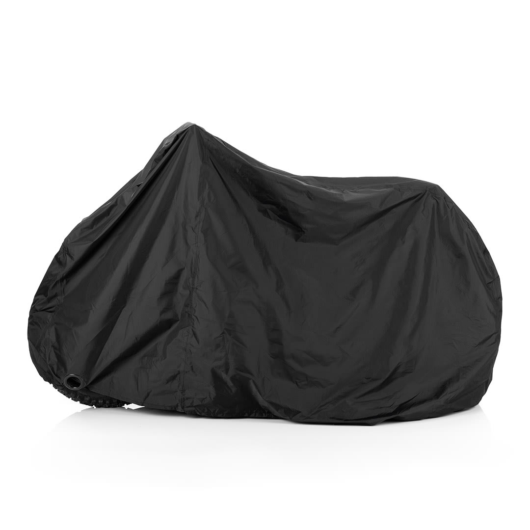 Side view of bike cover on bike.