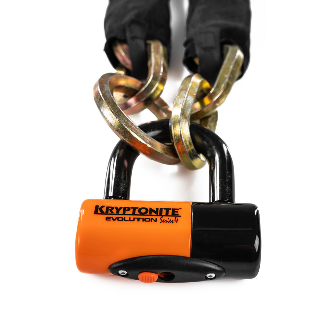 kryptonite lock on white background closeup