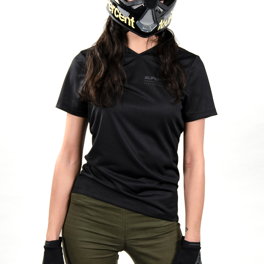 Female model wearing 100% x Super73 Ridecamp Women's Jersey.