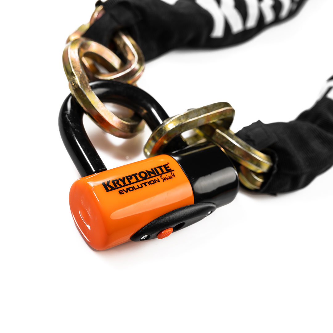 kryptonite lock on white background closeup