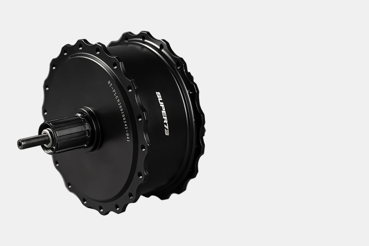 Black bike motor on white background