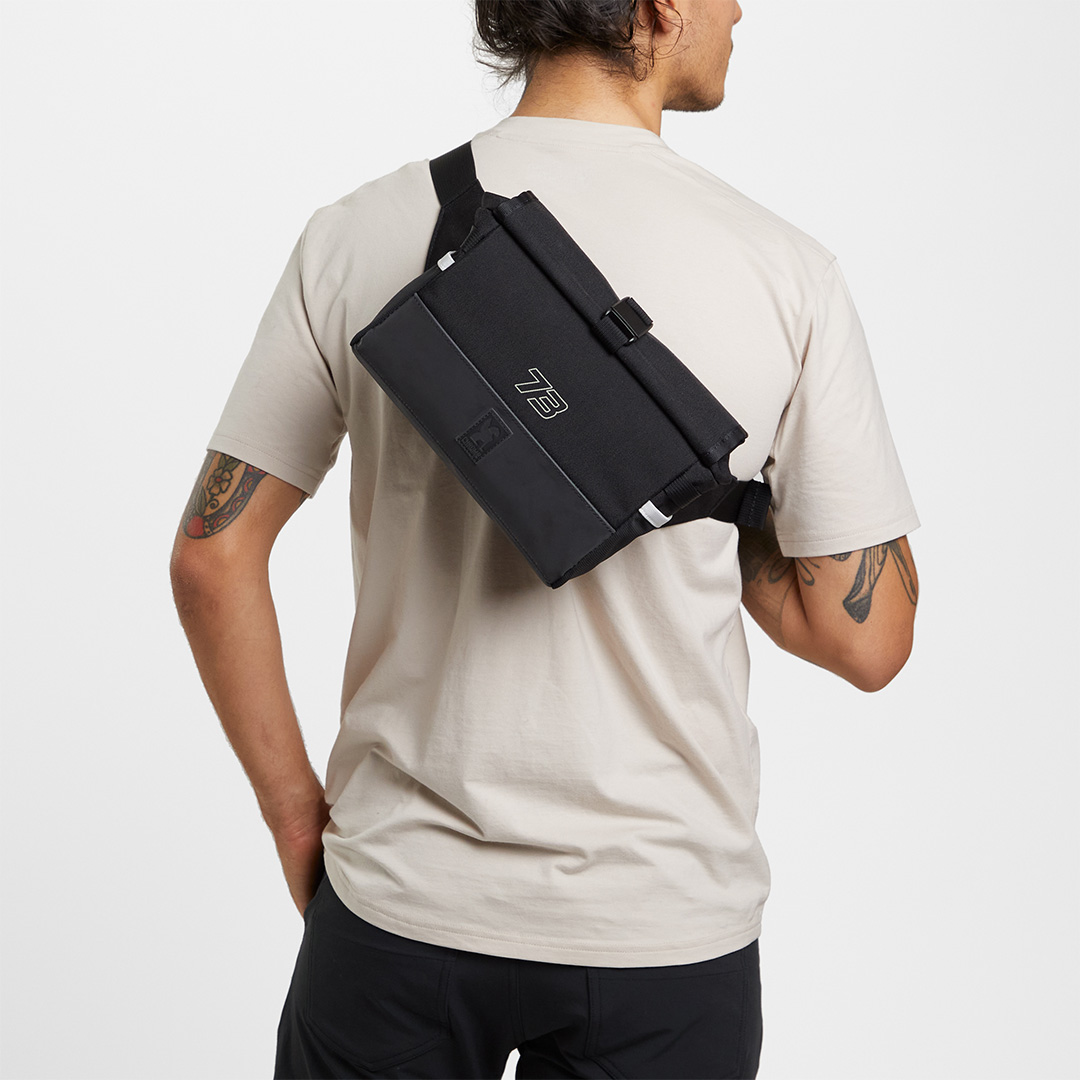 Chrome x Super73 Doubletrack Handlebar Sling on persons back view 6