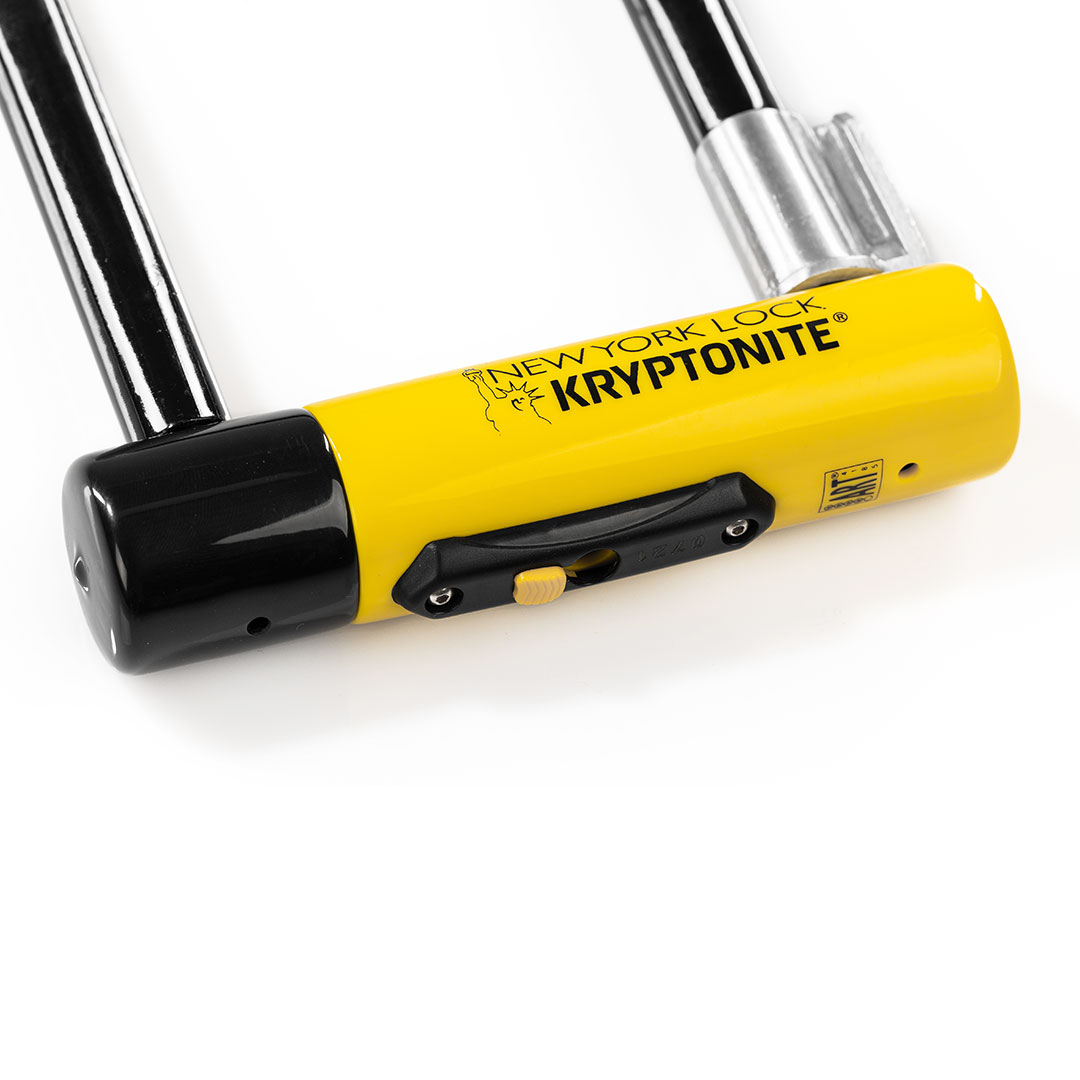 Kryptonite lock on white background closeup
