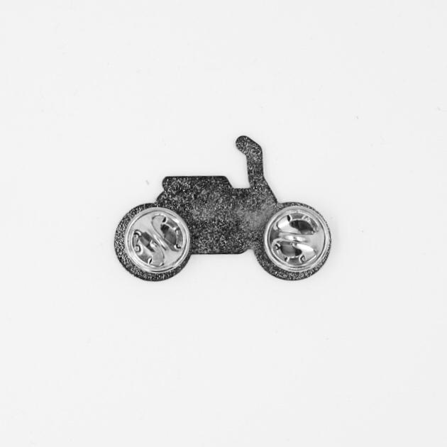 Front view of Super73 squad pin.