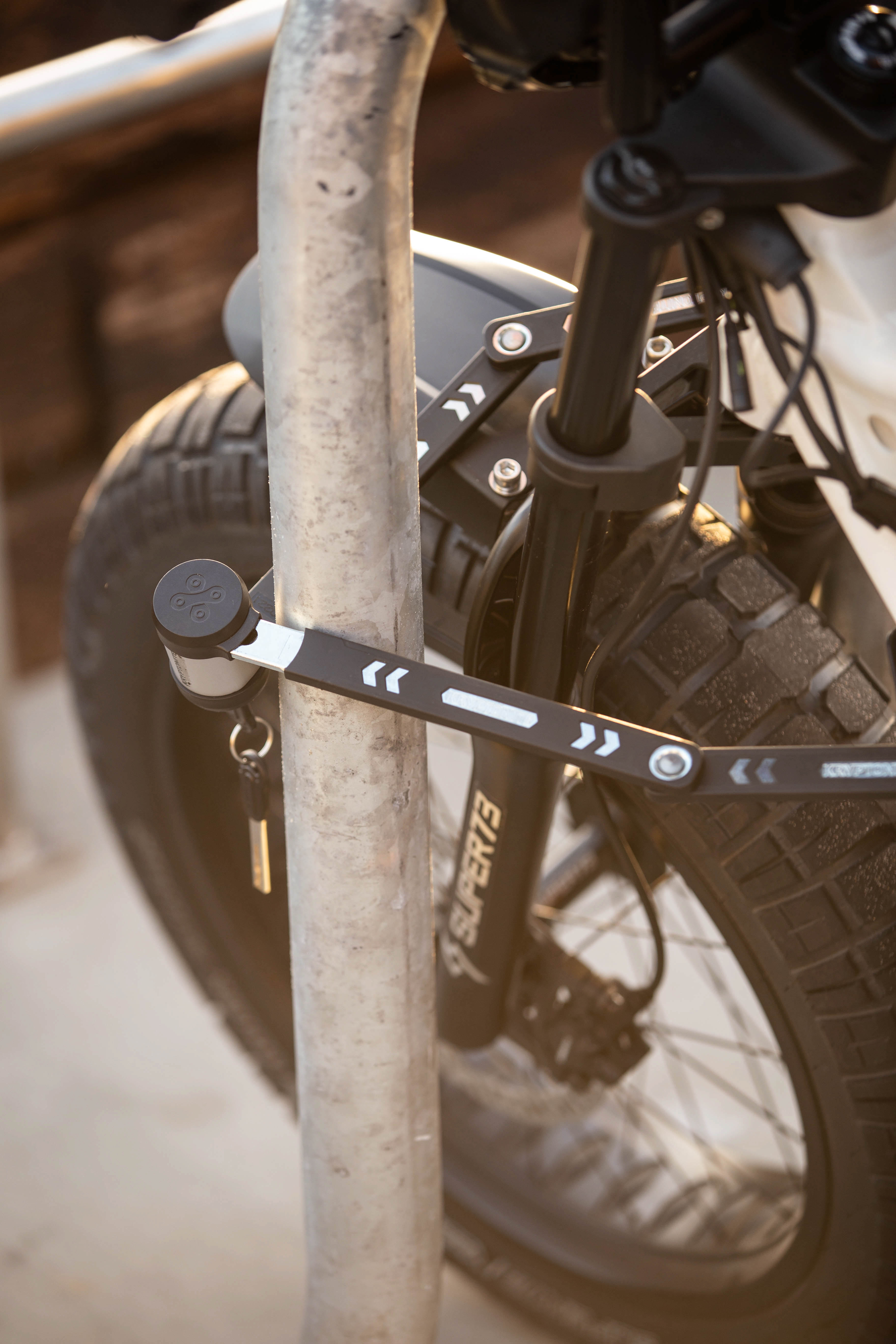 Lifestyle Kryptonite Folding Lock on bike.