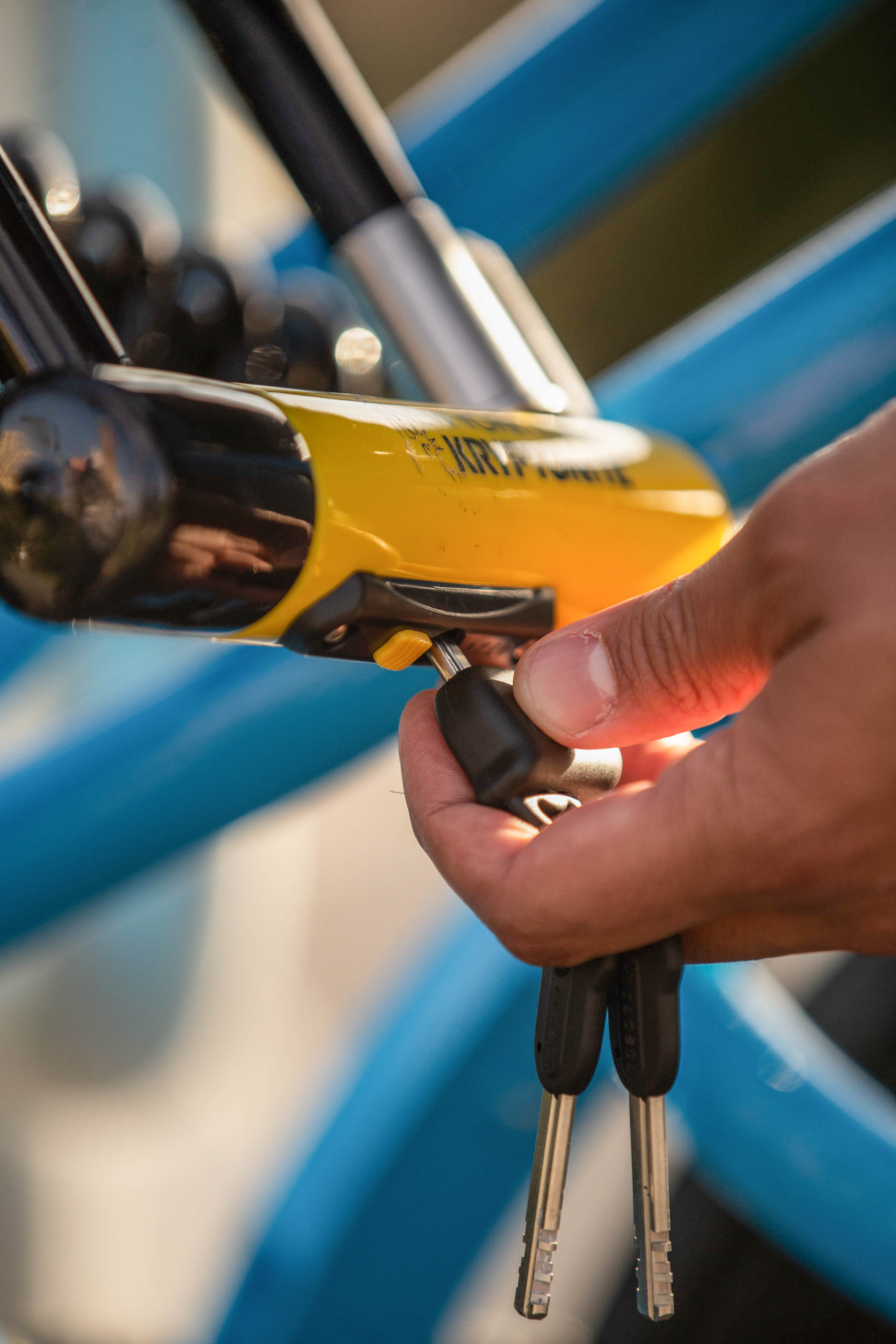 Lifestyle image of Kryptonite U Lock on bike