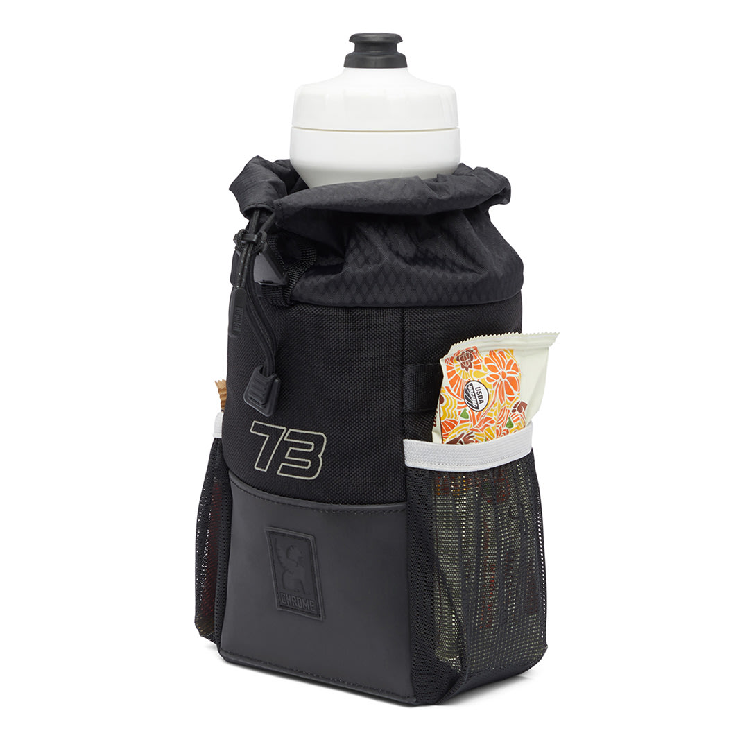 Double track Feed Bag with water bottle on white background view 4