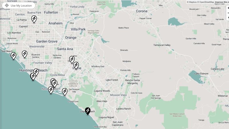 Super73 LP Showroom DealerLocatorMap 1920x1080 A graphic image of a map showing local dealers scattered around Southern California.
