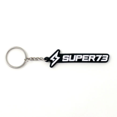 Front view of Super73 keychain.