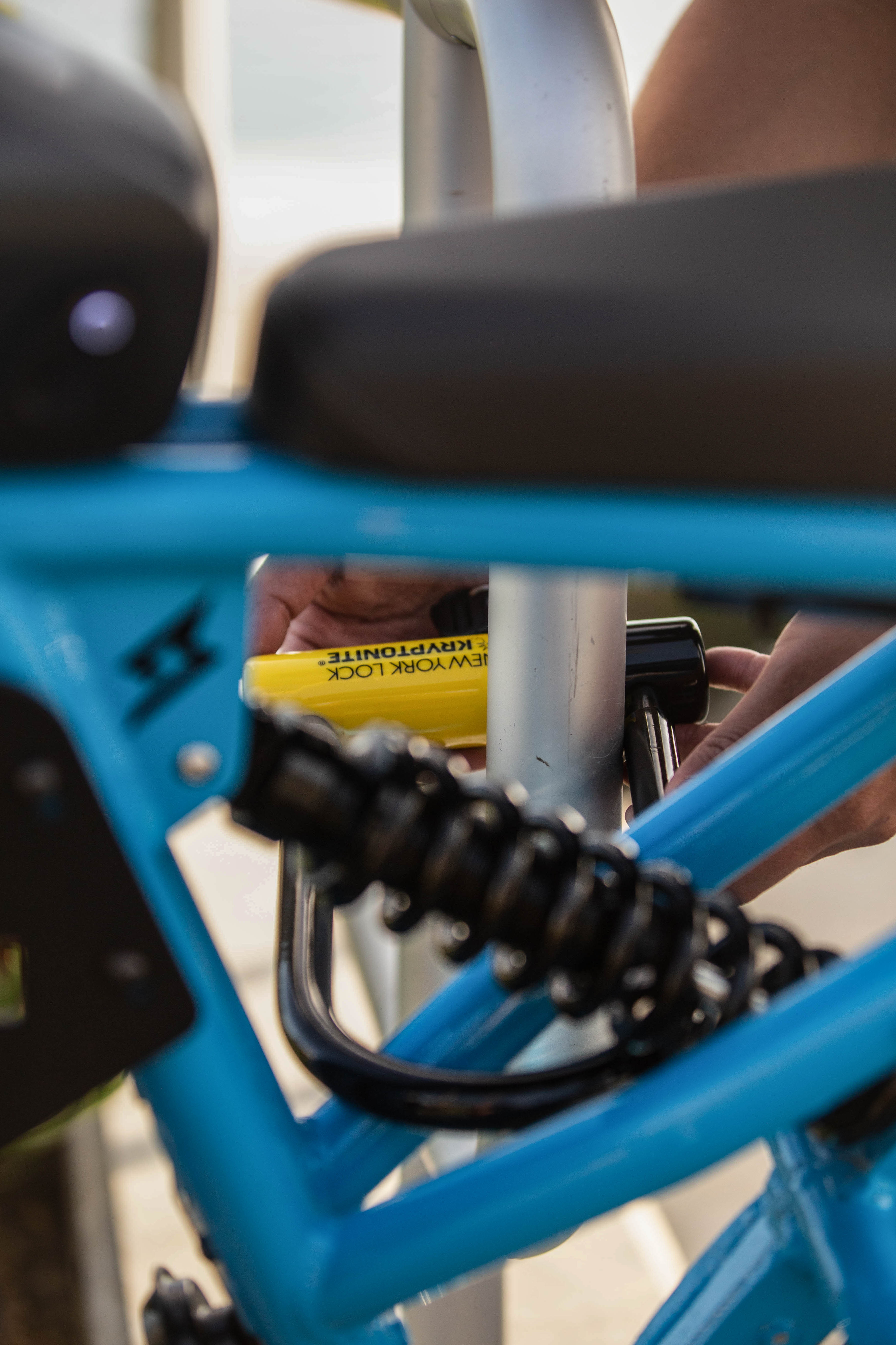 Lifestyle image of Kryptonite U Lock on bike