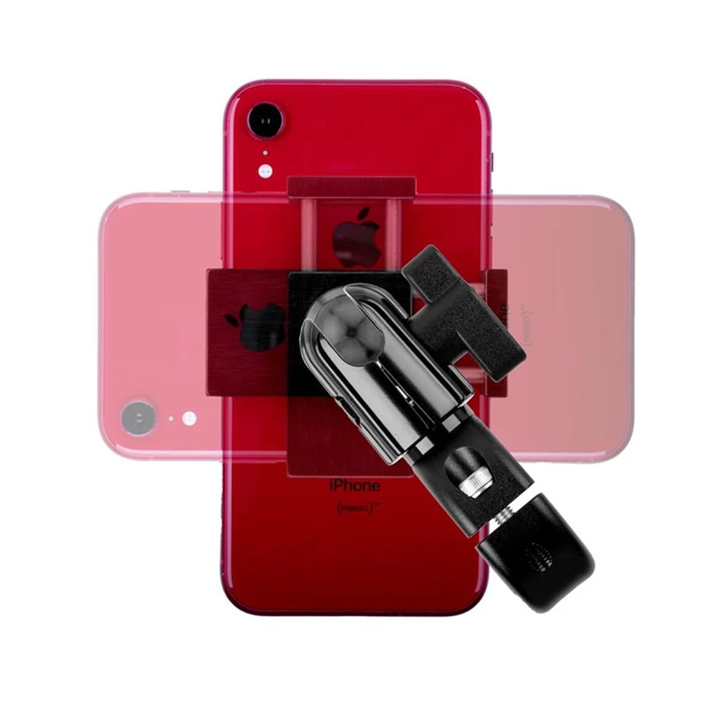 Enduro Series™ Motorcycle Phone Mount demonstrating vertical and horizontal phone orientation on white background.