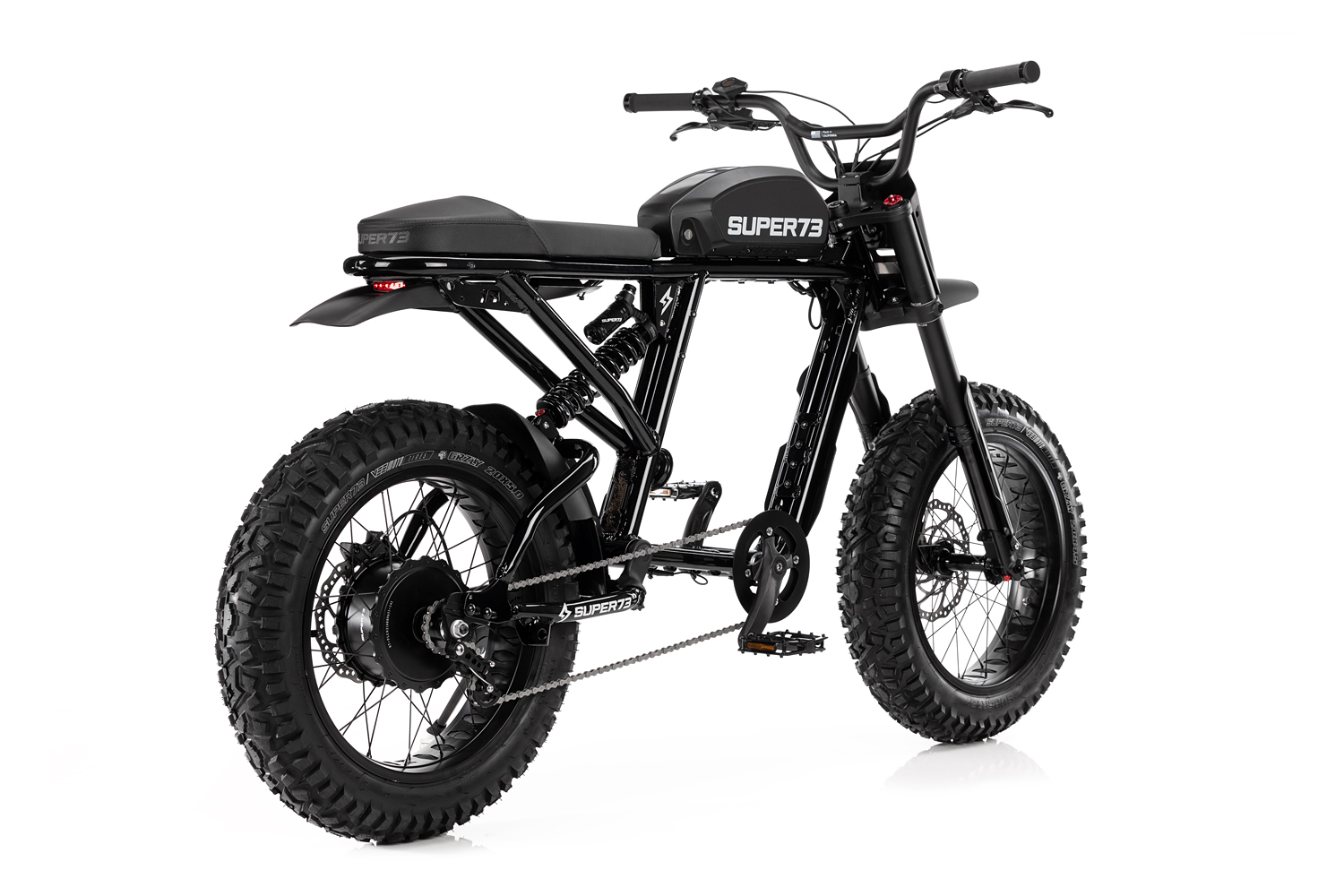 Back view of the Super73-RX Mojave in Obsidian black