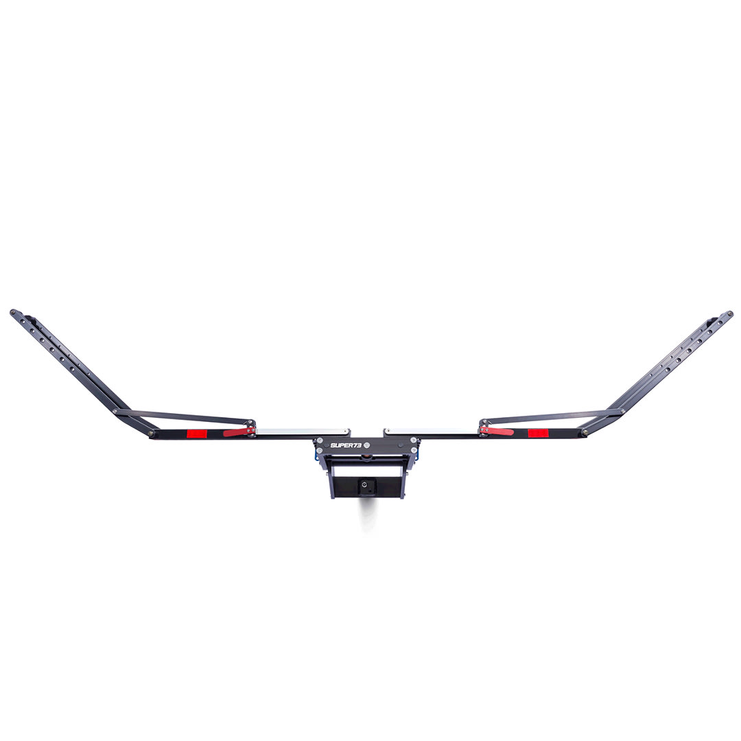 Full view of 1UP USA X SUPER73 Bike Rack (with Fat Tire Spacer).