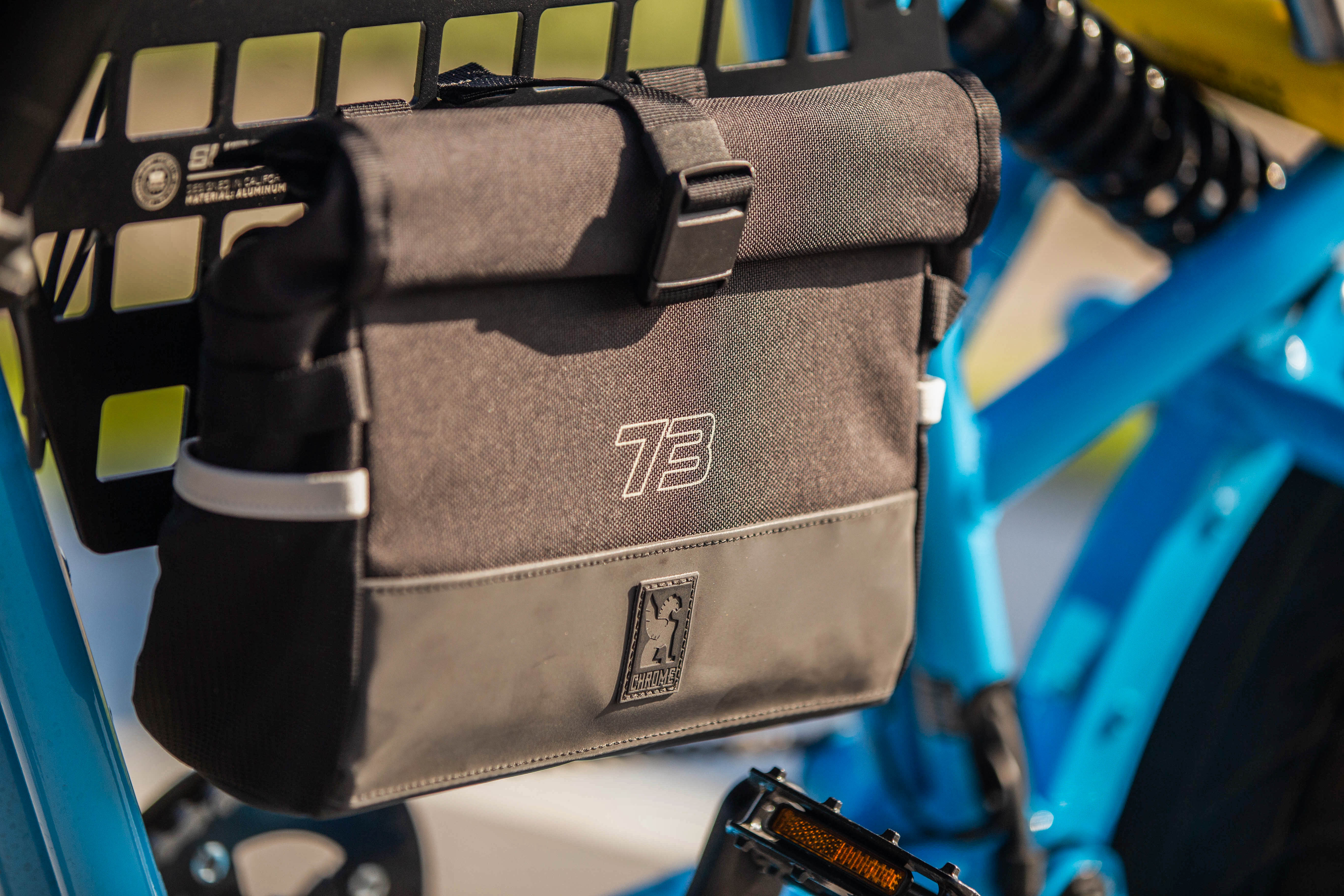 Lifestyle image of In-Frame MOLLE - R Series on bike with Chrome bag